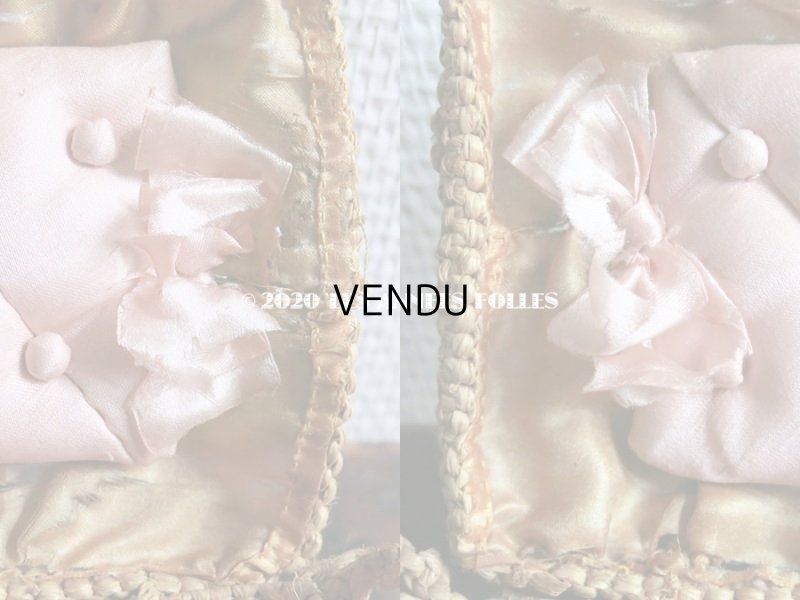 画像12: 19世紀 アンティーク キルティングのクッション付き パニエ ソーイングボックス