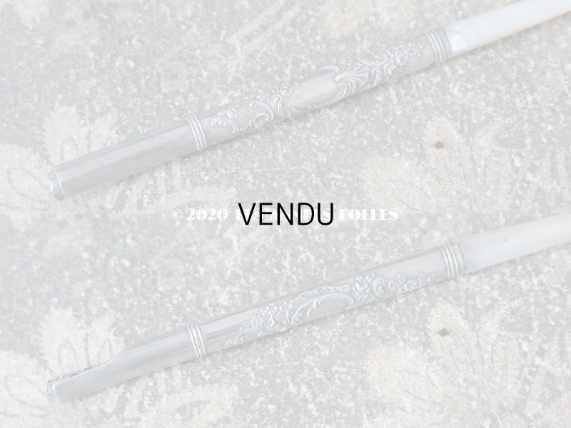 画像4: 1900年代 アンティーク ロカイユ装飾のペン軸 シルバー&マザー・オブ・パール製 