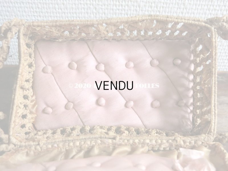 画像13: 19世紀 アンティーク キルティングのクッション付き パニエ ソーイングボックス