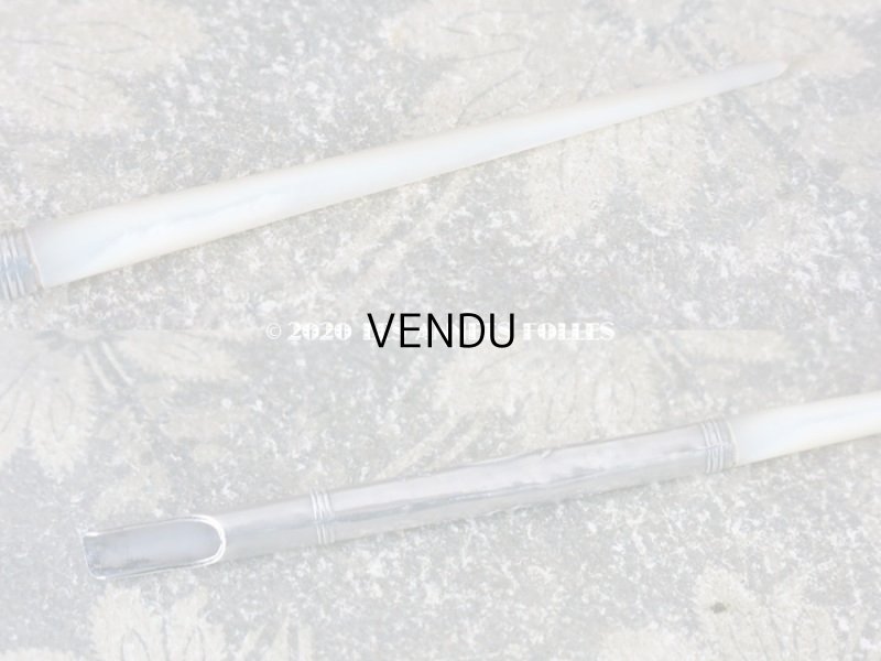 画像5: 1900年代 アンティーク ロカイユ装飾のペン軸 シルバー&マザー・オブ・パール製 