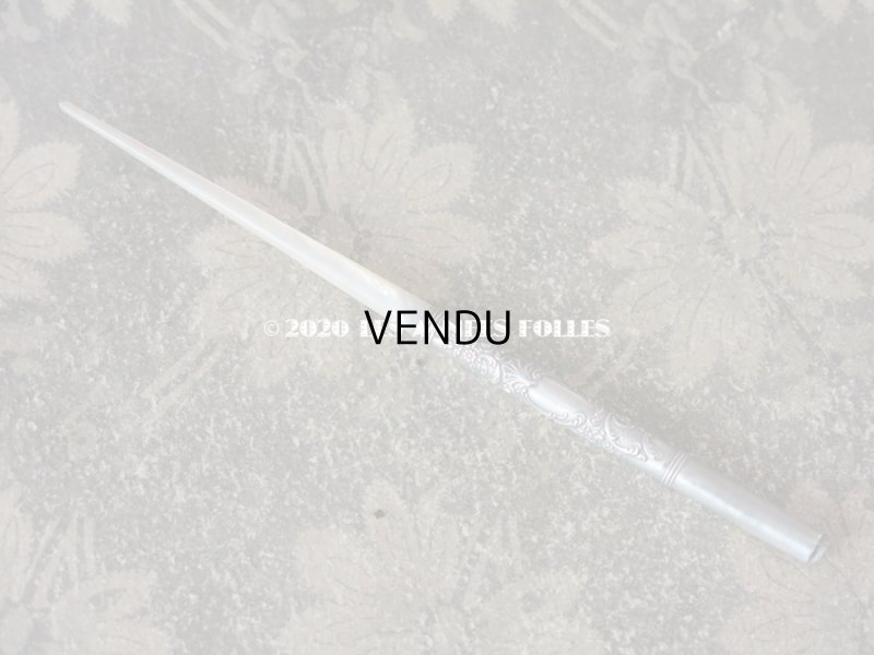 画像3: 1900年代 アンティーク ロカイユ装飾のペン軸 シルバー&マザー・オブ・パール製 