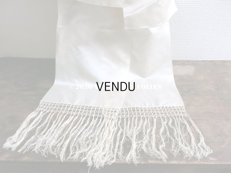 画像6: アンティーク ウェディングドレスの大きなシルクサテンのリボン オフホワイト 95.5×33cm