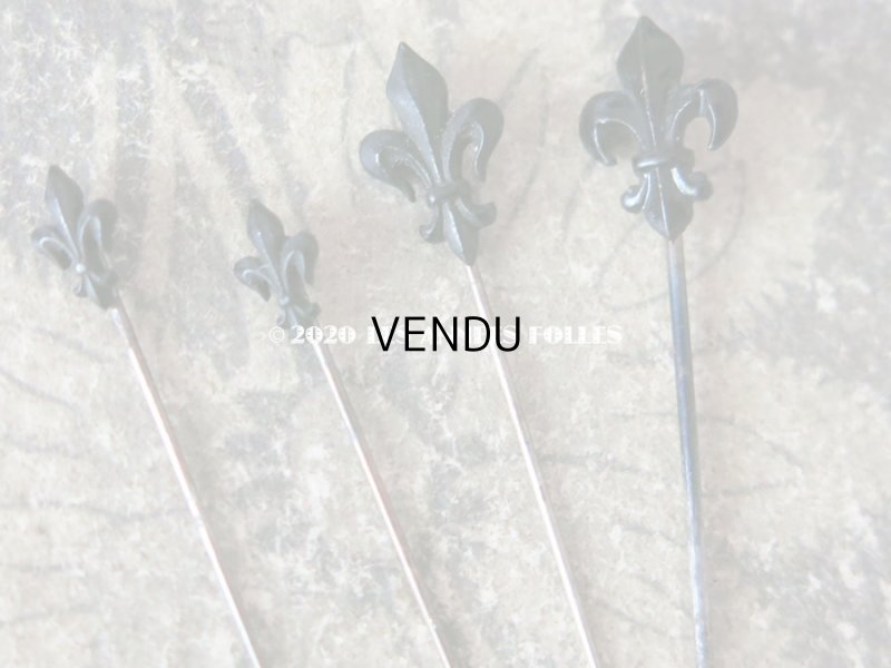 画像6: 1900年代 アンティーク 百合の紋章の小さなエパングル 黒 フレンチジェット 6ピースのセット