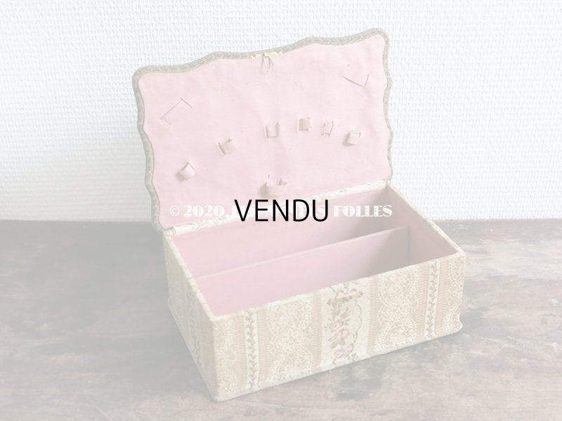 画像9: 1900年代 アンティーク ジャガード織  カルトナージュボックス 裁縫箱