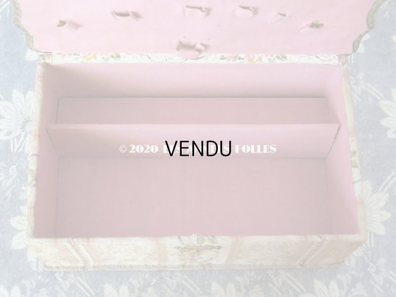 画像8: 1900年代 アンティーク ジャガード織  カルトナージュボックス 裁縫箱