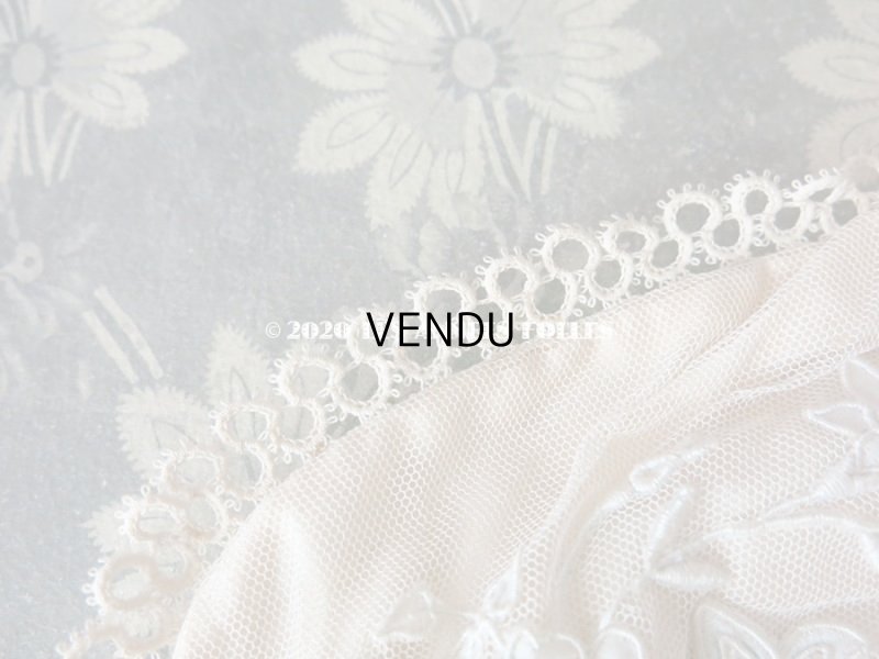 画像5: アンティーク 初聖体のオモニエール パウダーピンク クロス＆聖母マリアのイニシャル刺繍 タティングレースの縁取り