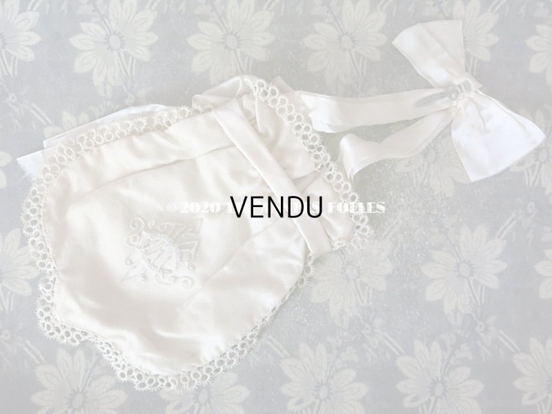 画像9: アンティーク 初聖体のオモニエール パウダーピンク クロス＆聖母マリアのイニシャル刺繍 タティングレースの縁取り