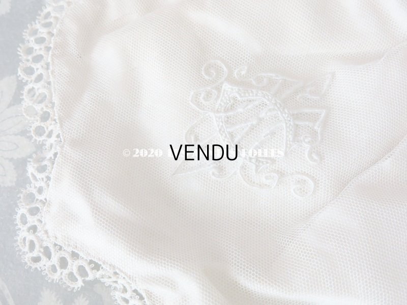 画像10: アンティーク 初聖体のオモニエール パウダーピンク クロス＆聖母マリアのイニシャル刺繍 タティングレースの縁取り