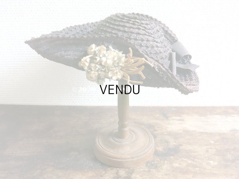 画像5: アンティーク 小さな女の子用 布花 & リボン付 ストローハット 