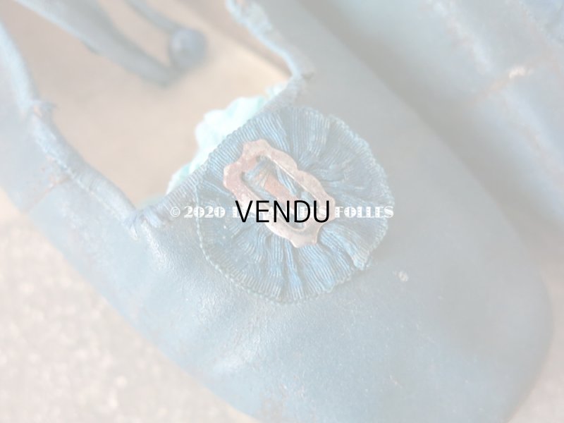 画像4: 1900年代 アンティーク 子供用 レザーシューズ  スモーキーブルー