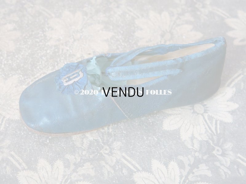 画像15: 1900年代 アンティーク 子供用 レザーシューズ  スモーキーブルー