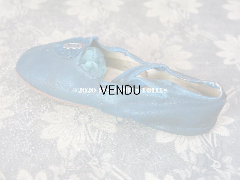 画像11: 1900年代 アンティーク 子供用 レザーシューズ  スモーキーブルー