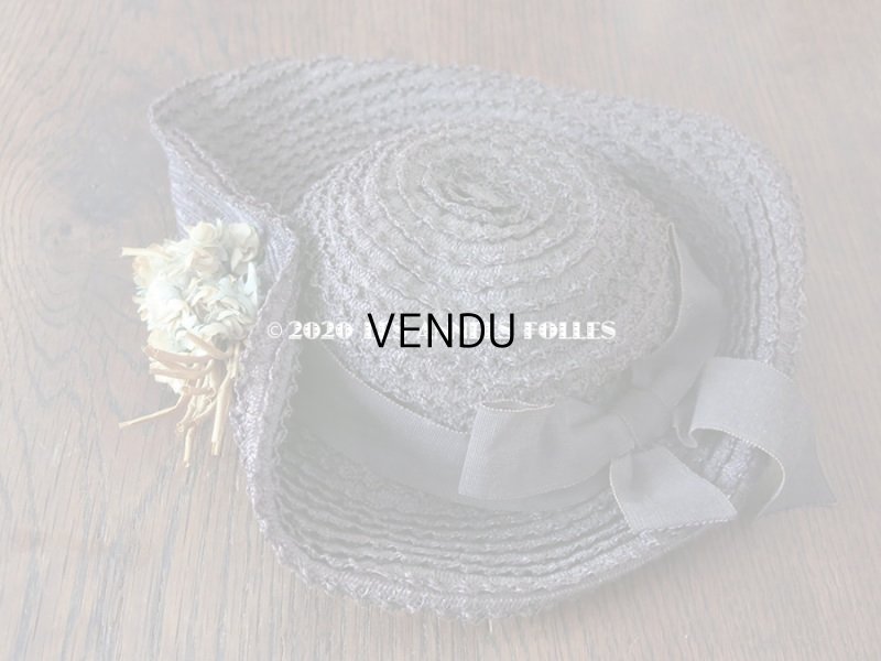 画像12: アンティーク 小さな女の子用 布花 & リボン付 ストローハット 