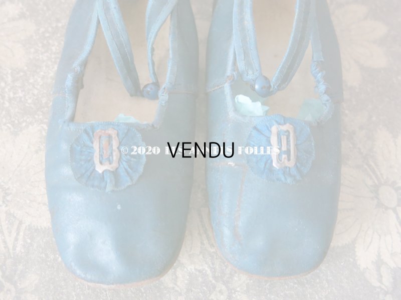 画像3: 1900年代 アンティーク 子供用 レザーシューズ  スモーキーブルー