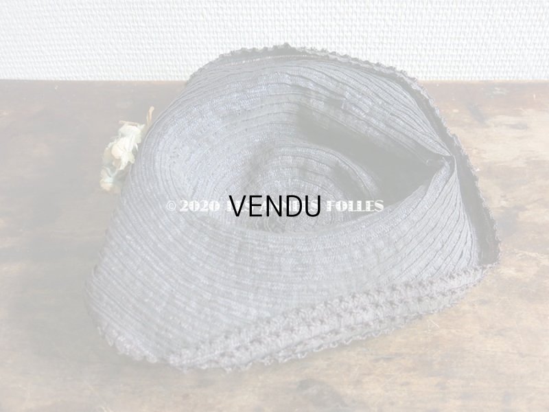 画像7: アンティーク 小さな女の子用 布花 & リボン付 ストローハット 