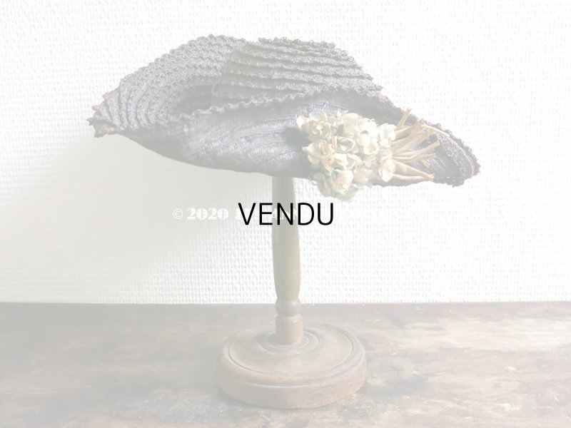 画像3: アンティーク 小さな女の子用 布花 & リボン付 ストローハット 