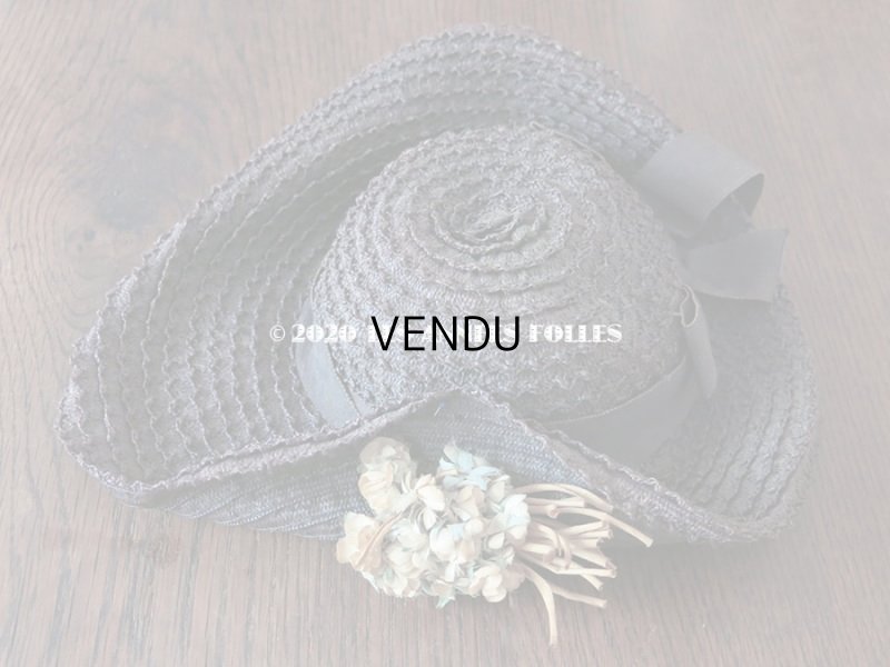 画像13: アンティーク 小さな女の子用 布花 & リボン付 ストローハット 