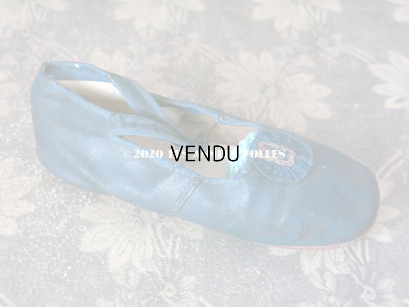 画像10: 1900年代 アンティーク 子供用 レザーシューズ  スモーキーブルー