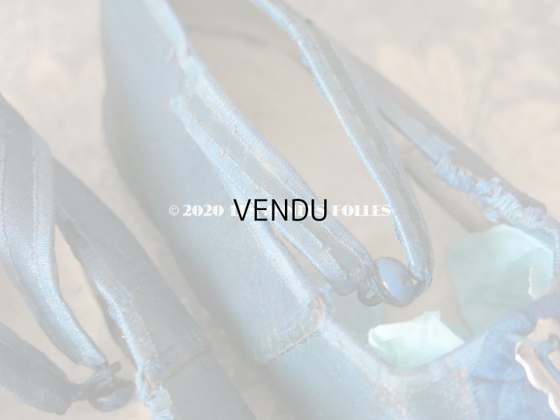 画像7: 1900年代 アンティーク 子供用 レザーシューズ  スモーキーブルー