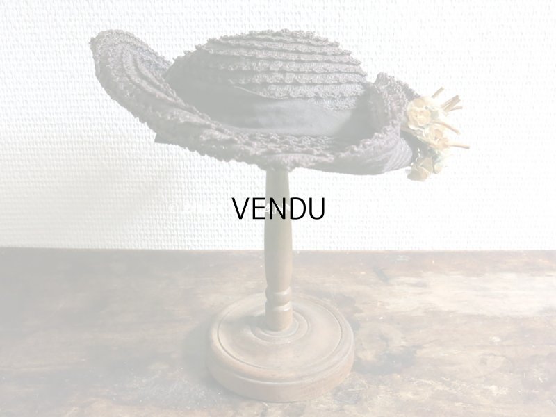 画像6: アンティーク 小さな女の子用 布花 & リボン付 ストローハット 