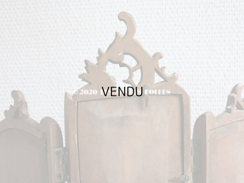 画像14: 19世紀末 アンティーク ロカイユ装飾のフォトフレーム 3面 木製