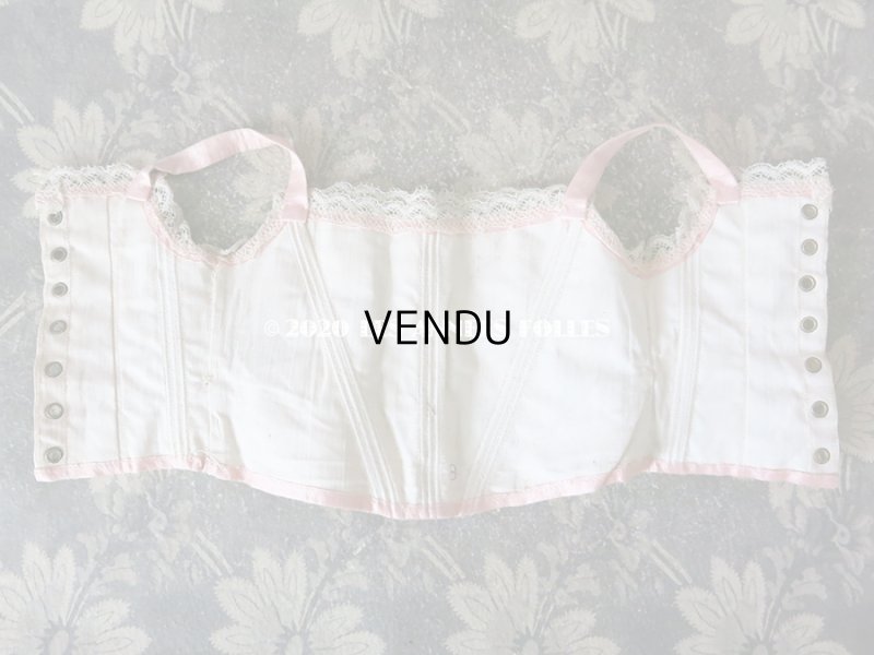 画像4: アンティーク ドール用 コルセット ピンクのシルクサテン
