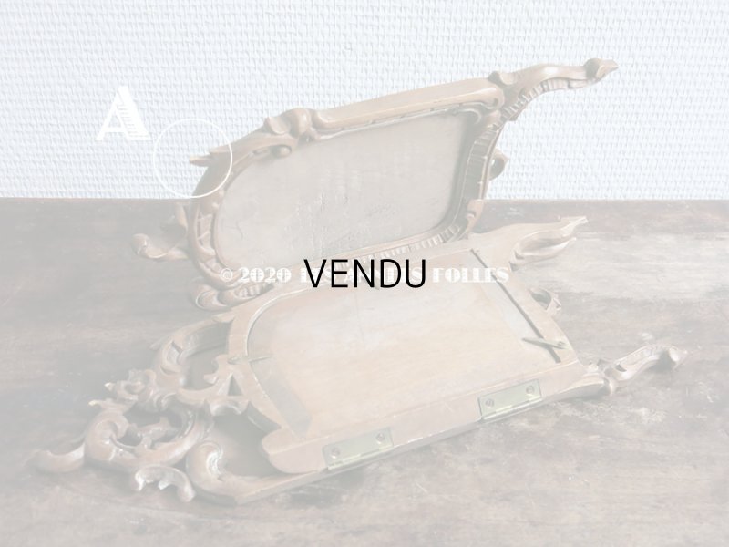 画像19: 19世紀末 アンティーク ロカイユ装飾のフォトフレーム 3面 木製