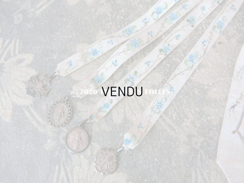 画像3: 1900年代 アンティーク メダイユ付き ブックマーク 勿忘草のハンドペイント