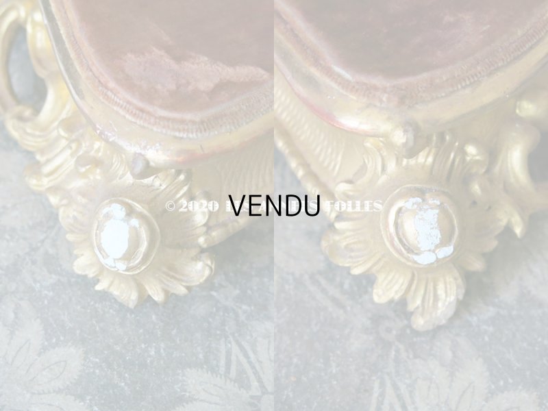 画像7: 19世紀末 アンティーク ロカイユ装飾の台座 ブラウンのベルベット