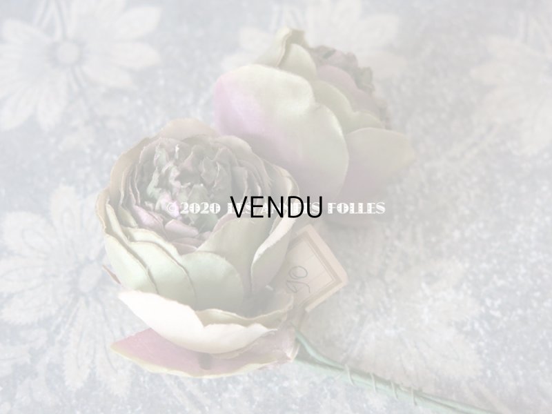 画像6: 未使用 ラベル付き アンティーク シルク製 薔薇の布花 カップ咲き コサージュ