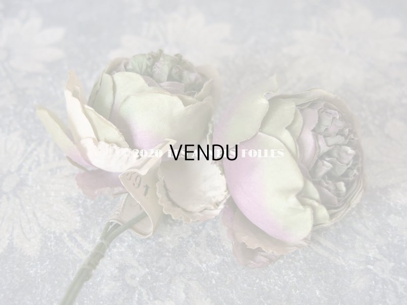 画像4: 未使用 ラベル付き アンティーク シルク製 薔薇の布花 カップ咲き コサージュ