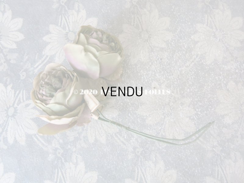 画像8: 未使用 ラベル付き アンティーク シルク製 薔薇の布花 カップ咲き コサージュ