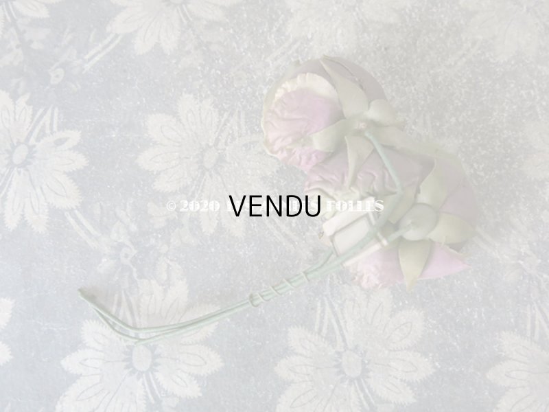 画像9: 未使用 ラベル付き アンティーク シルク製 薔薇の布花 カップ咲き コサージュ