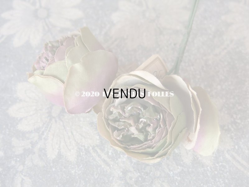 画像5: 未使用 ラベル付き アンティーク シルク製 薔薇の布花 カップ咲き コサージュ
