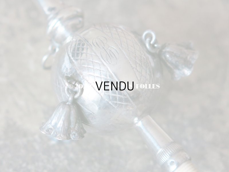 画像7: 19世紀 ナポレオン3世時代 アンティーク ラトル モノグラム入り シルバー製 