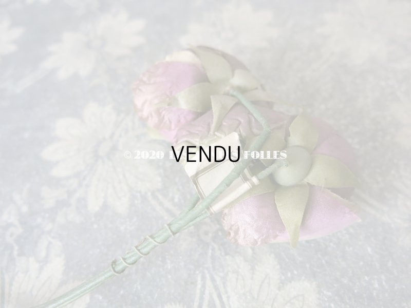 画像7: 未使用 ラベル付き アンティーク シルク製 薔薇の布花 カップ咲き コサージュ
