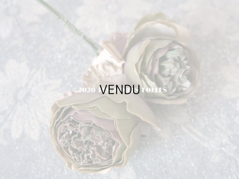 画像3: 未使用 ラベル付き アンティーク シルク製 薔薇の布花 カップ咲き コサージュ