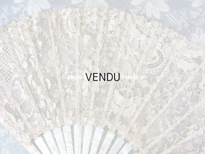 画像18: 19世紀 アンティーク ファン ポワン・ド・ローズ   【ポワン・ド・ローズ】【ポワン・ド・ガーズ】