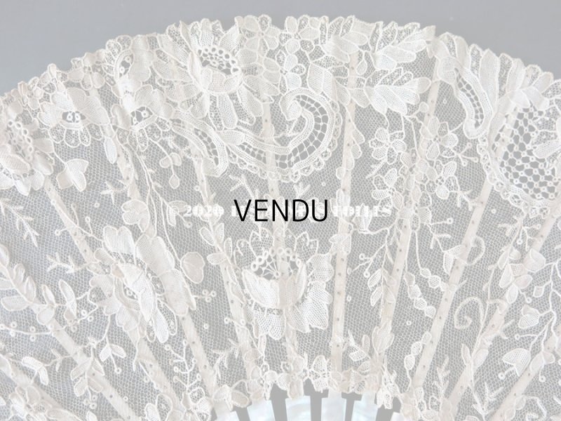 画像5: 19世紀 アンティーク ファン ポワン・ド・ローズ   【ポワン・ド・ローズ】【ポワン・ド・ガーズ】