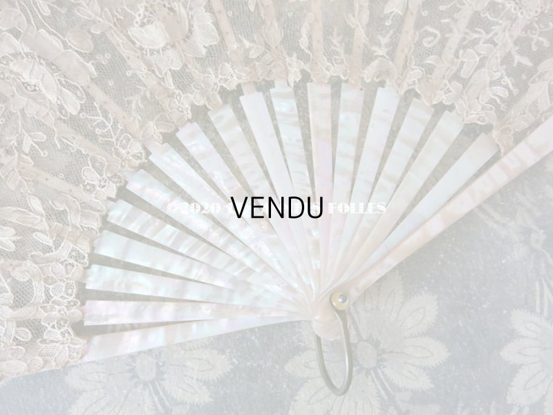 画像10: 19世紀 アンティーク ファン ポワン・ド・ローズ   【ポワン・ド・ローズ】【ポワン・ド・ガーズ】