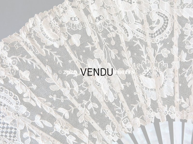 画像4: 19世紀 アンティーク ファン ポワン・ド・ローズ   【ポワン・ド・ローズ】【ポワン・ド・ガーズ】