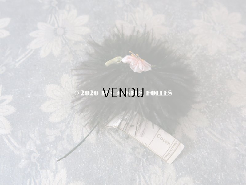 画像4: 未使用 ラベル付き アンティーク シルク製ロココトリム付 ブラウンのフェザー 帽子飾り