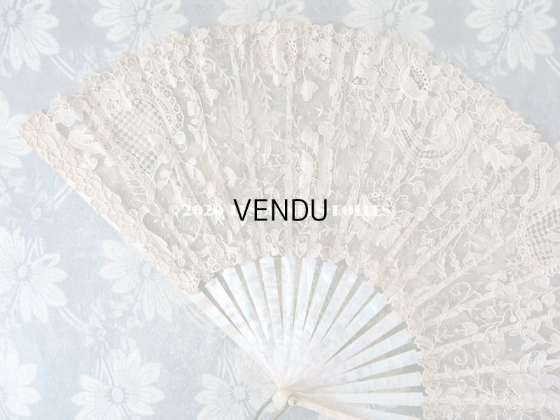 画像17: 19世紀 アンティーク ファン ポワン・ド・ローズ   【ポワン・ド・ローズ】【ポワン・ド・ガーズ】