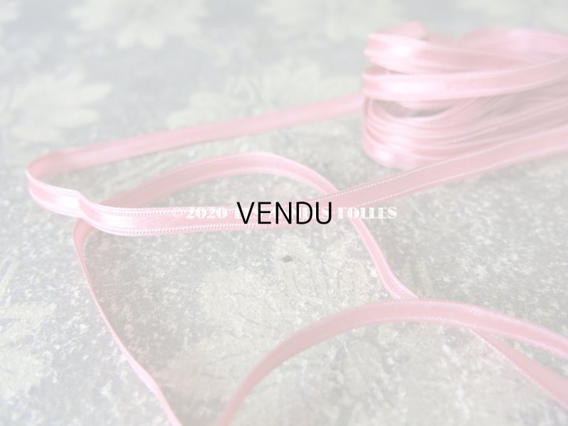 画像4: 1900年代 アンティーク シルク製 極細 サテンリボン オールドローズ色 6mm幅