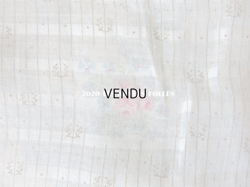 画像4: 1900年代 アンティーク  薔薇＆勿忘草 ストライプ コットン製ファブリック (エプロン) 70×51cm & 70×25cm