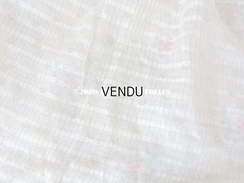 画像3: 1900年代 アンティーク  薔薇＆勿忘草 ストライプ コットン製ファブリック (エプロン) 70×51cm & 70×25cm