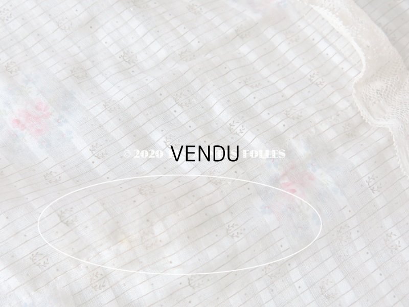 画像8: 1900年代 アンティーク  薔薇＆勿忘草 ストライプ コットン製ファブリック (エプロン) 70×51cm & 70×25cm