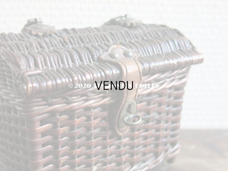 画像11: 1900年代 アンティーク ドール用 パニエ レザーのハンドル付き ブラウン