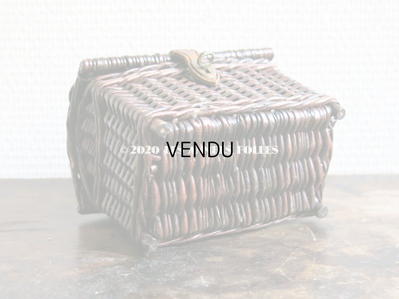 画像7: 1900年代 アンティーク ドール用 パニエ レザーのハンドル付き ブラウン