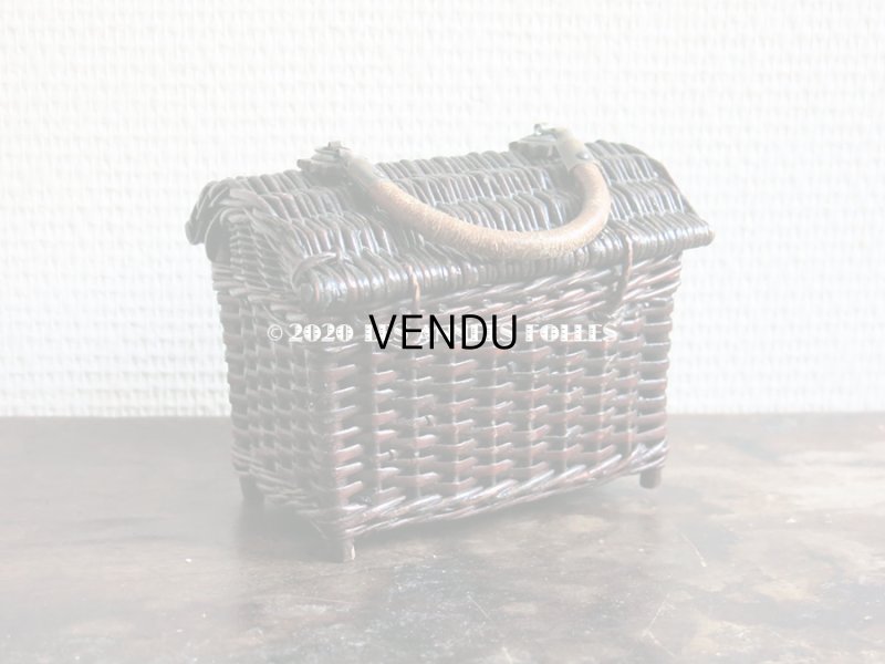 画像4: 1900年代 アンティーク ドール用 パニエ レザーのハンドル付き ブラウン